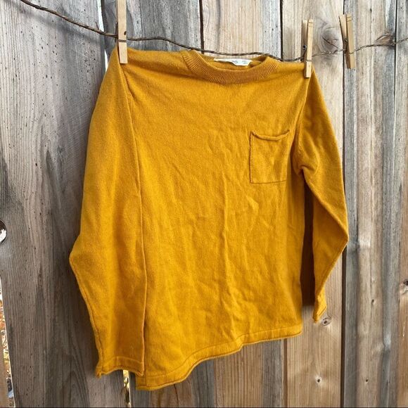 Mango Organic cotton lightweight yellow knit sweater size 8 - Picture 7 of 9